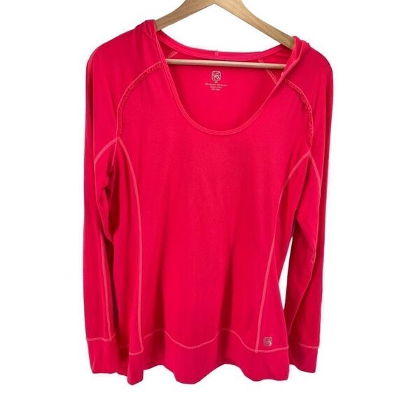 Apana Womens Active Sweatshirt Hooded Long Sleeve Pullover Stretch Pink Size XL - Picture 10 of 11